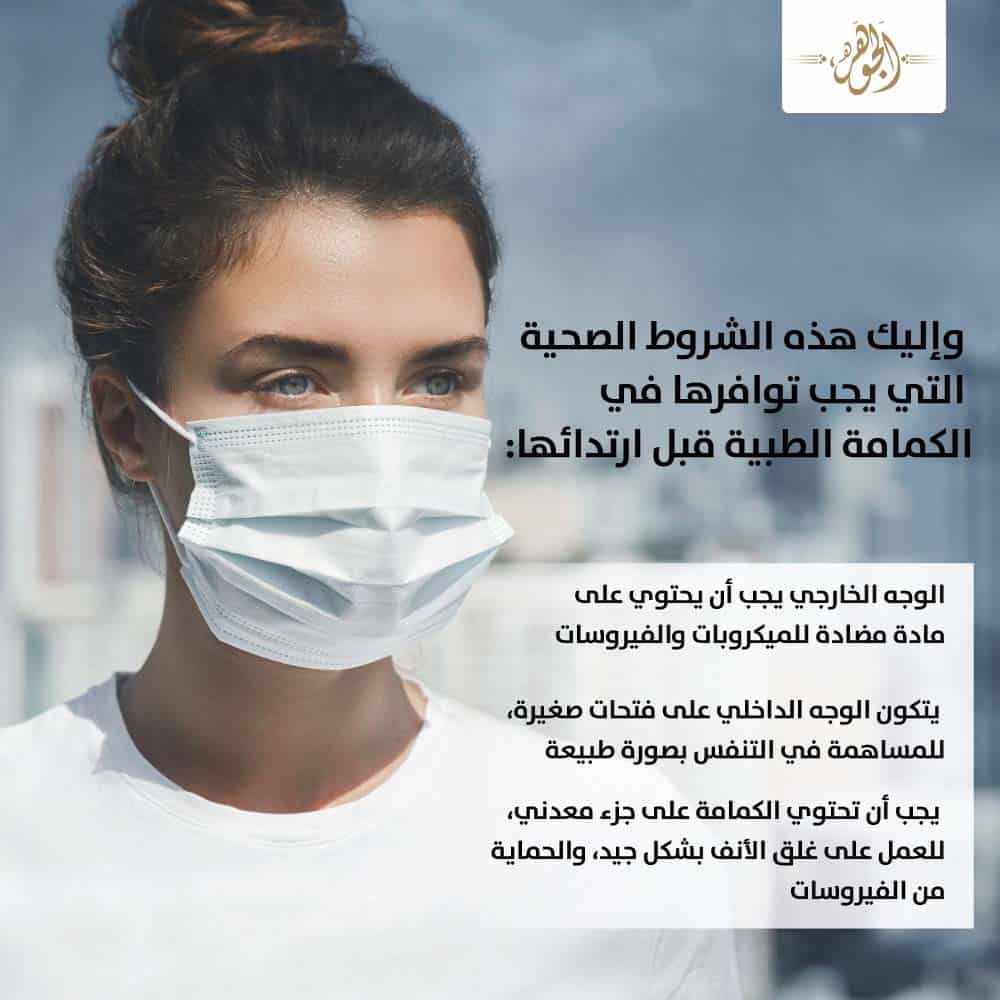 إنفوجراف| 3شروط يلزم توافرها في «الكمامة الطبية»