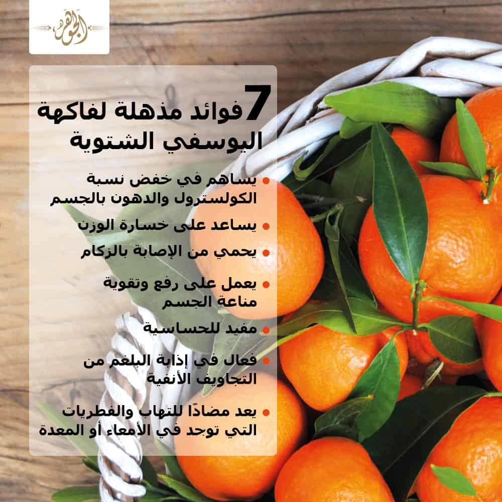 إنفوجراف| 7 فوائد مذهلة لفاكهة اليوسفي الشتوية