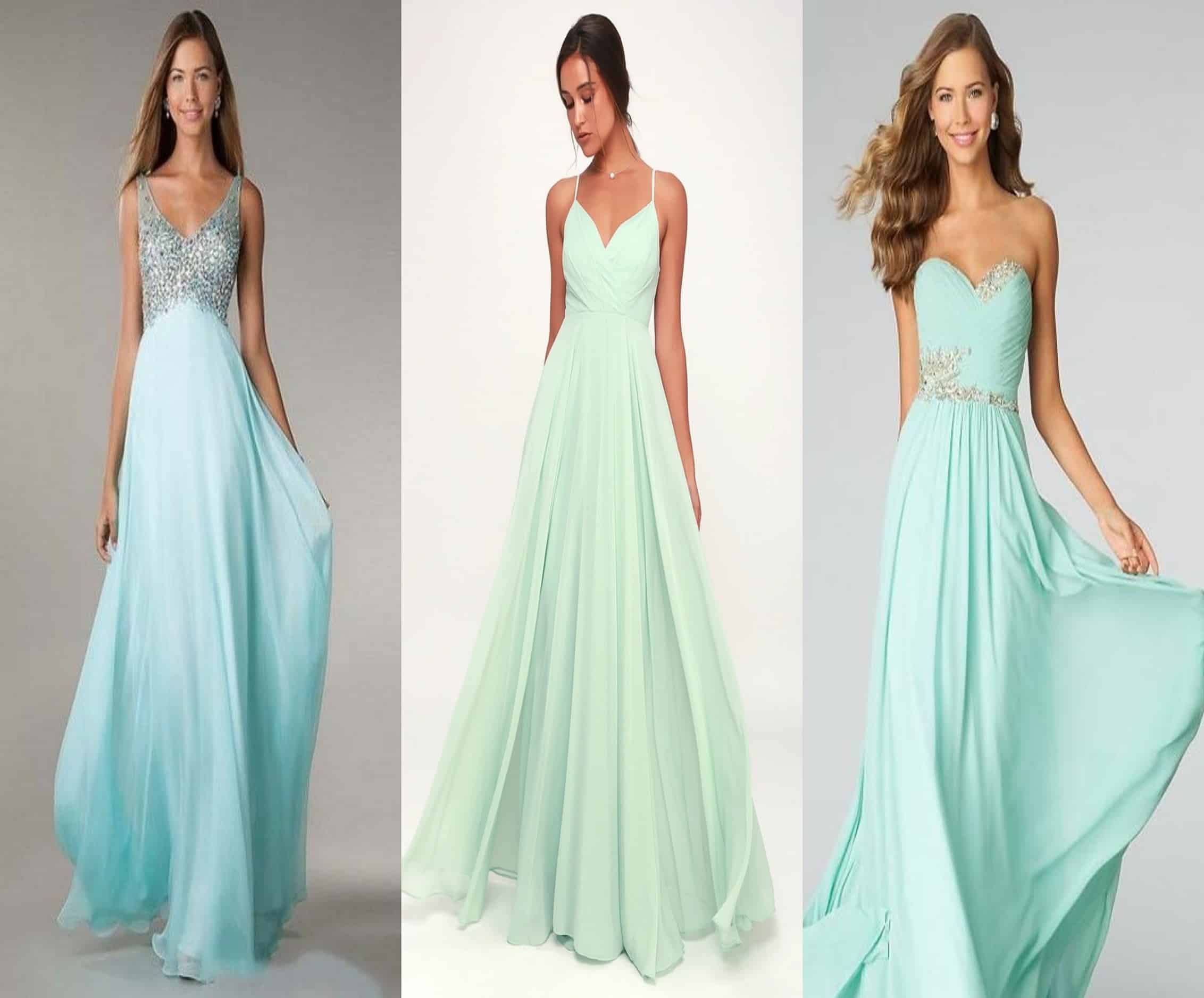 فساتين سهرة باللون الأخضر الفاتح