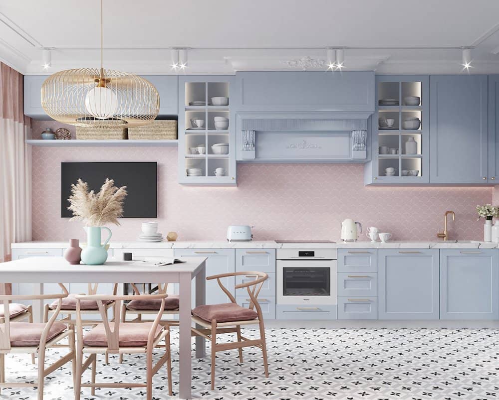 ديكورات المطابخ المودرن بألوان الباستيل الهادئة