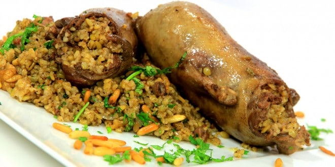 تحضير الحمام المشوي مع الفريك بالمكسرات اللذيذ