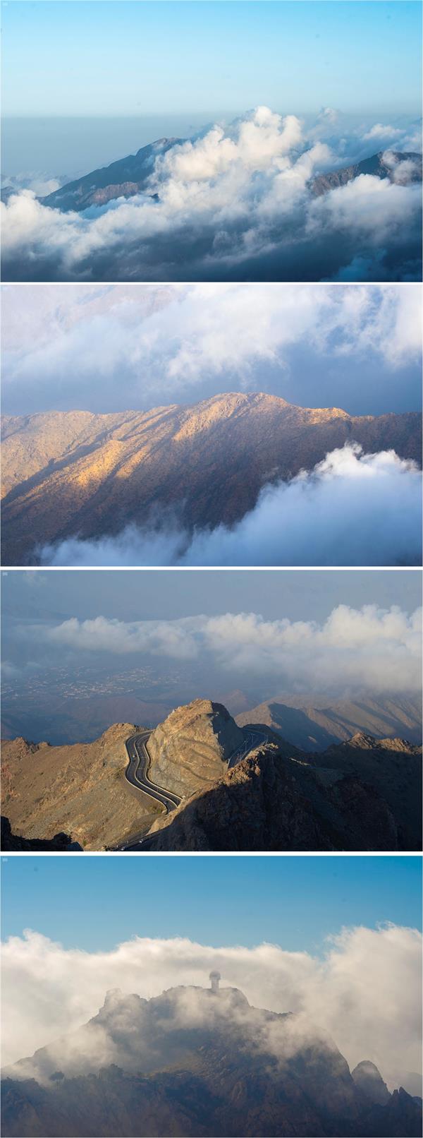 قمم جبال الهدا تعانق السحاب في مشهد نادر