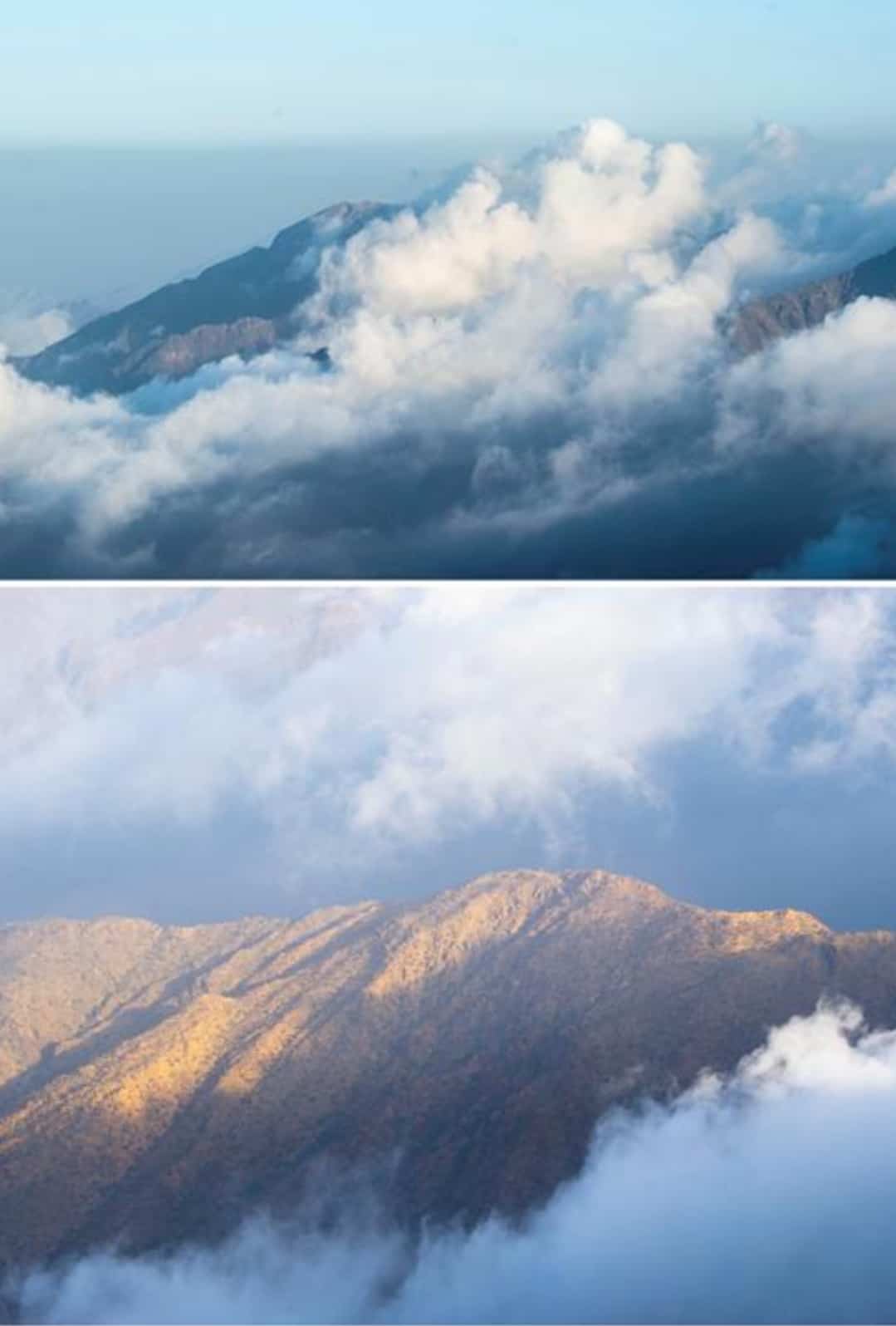 قمم جبال الهدا تعانق السحاب في مشهد نادر