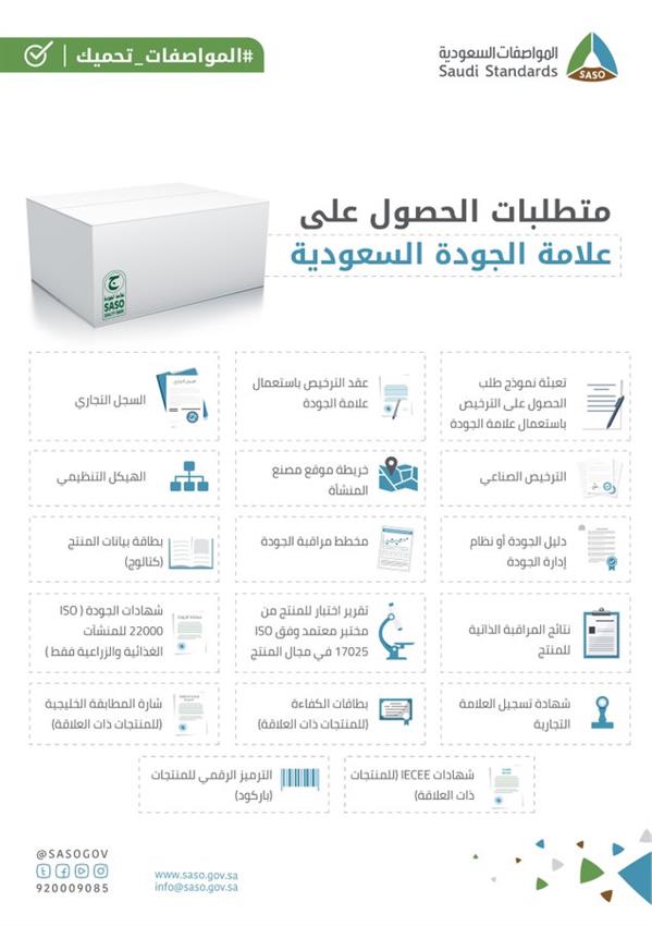 المستندات المطلوبة للحصول على علامة الجودة السعودية