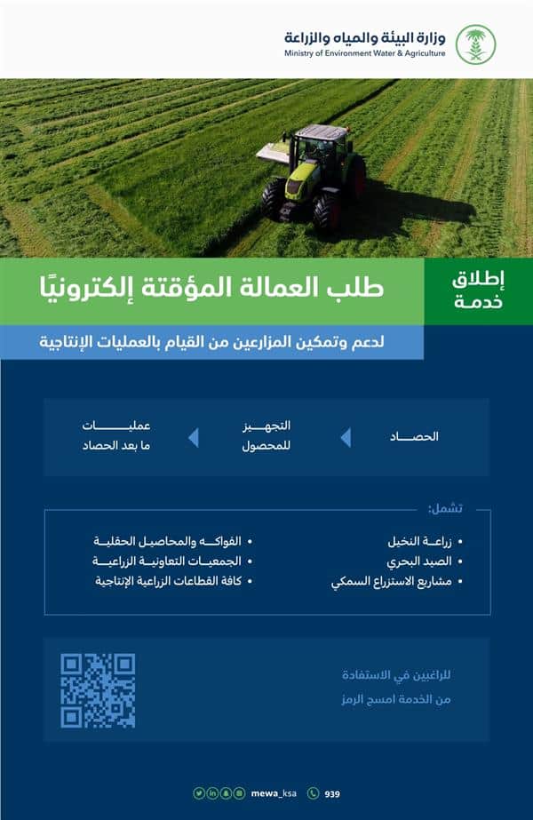 إطلاق خدمة طلب العمالة المؤقتة إلكترونيًا