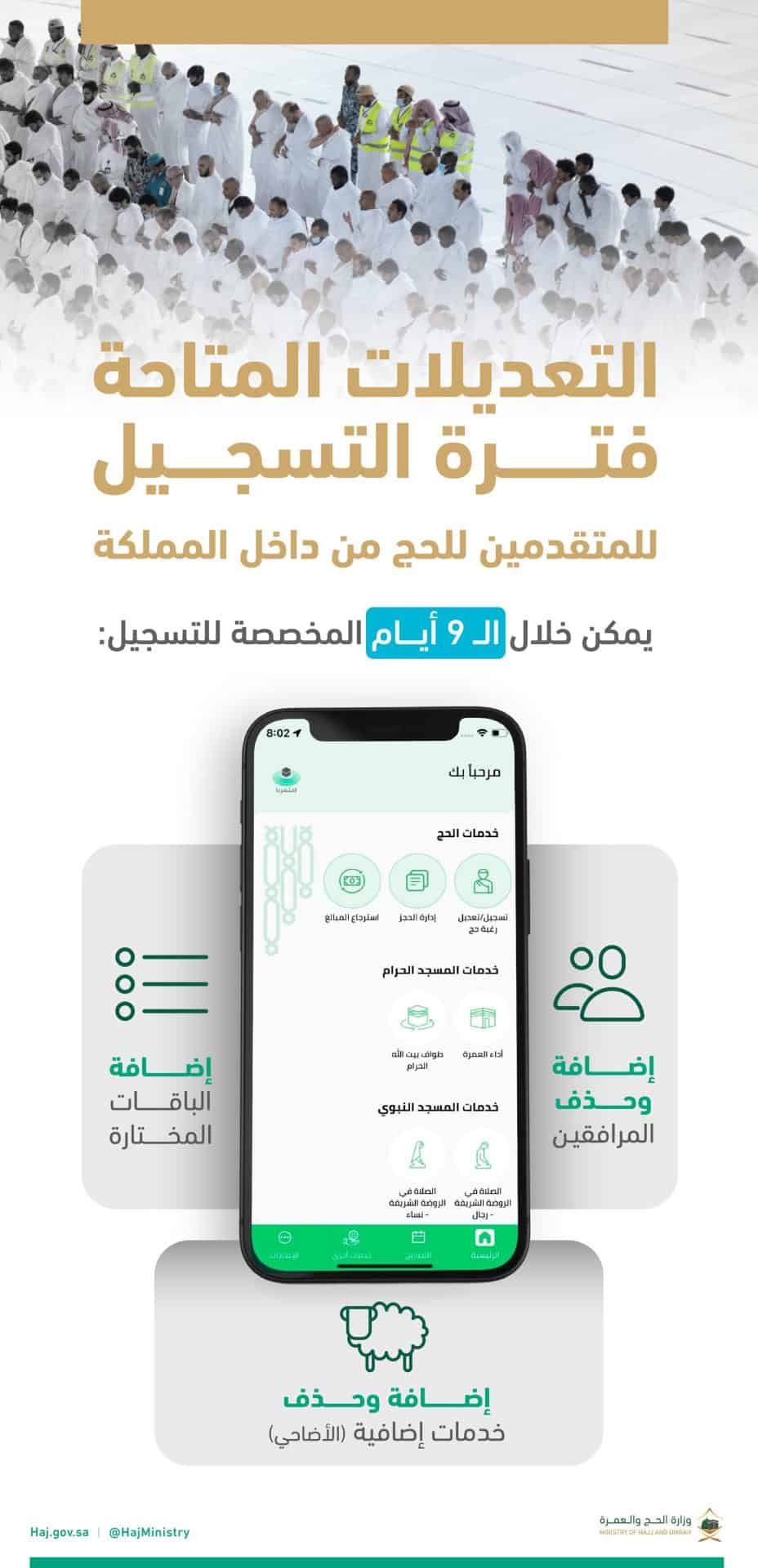 «الحج والعمرة» : قبول طلب التسجيل لموسم حج 1443 لا يعني موافقة نهائية