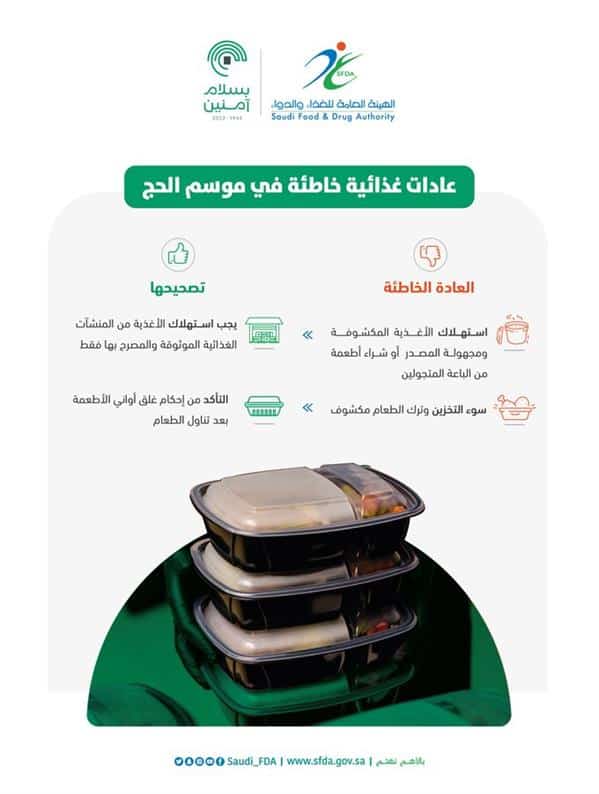 عادات غذائية خاطئة يجب الحجاج تجنبها ..«الغذاء والدواء» توضح
