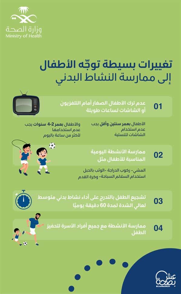 «الصحة» توجه نصائح لممارسة الأطفال النشاط البدني للحفاظ على صحتهم 