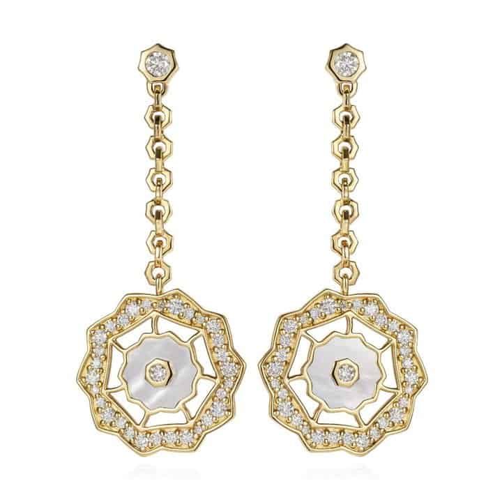 اقراط Sunrise Diamond & Mother of Pearl من «jsay jewelry»