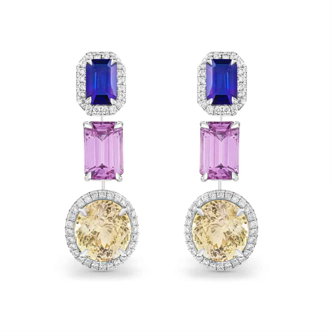 اقراط BLUE, PINK & YELLOW SAPPHIRE من «Asprey jewelry»