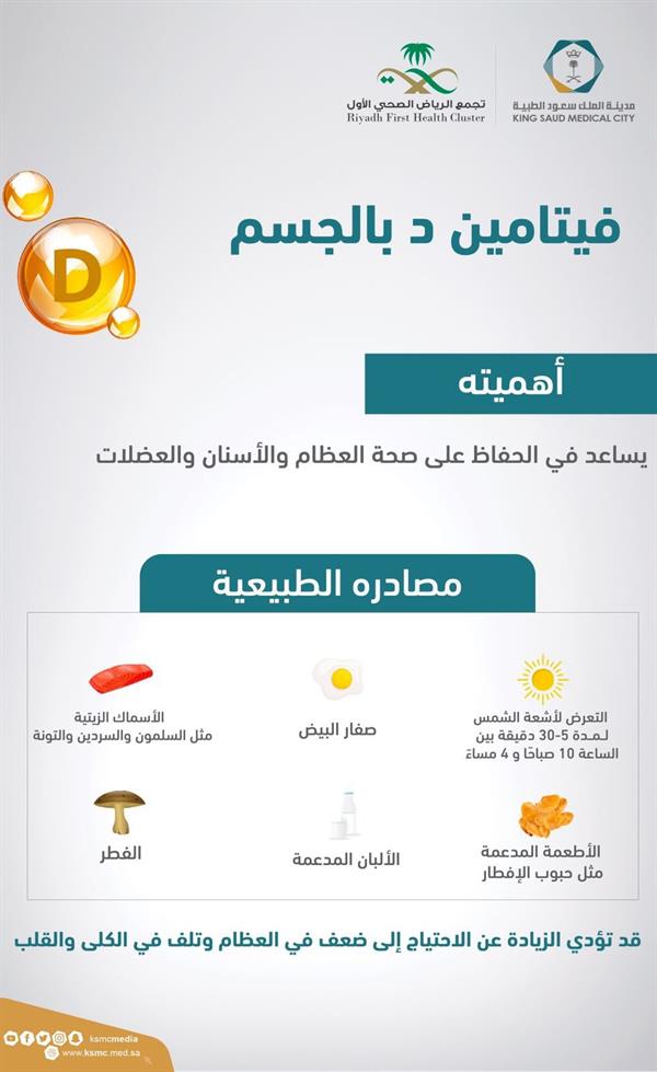 أهمية فيتامين د للجسم؟ .. «سعود الطبية» توضح