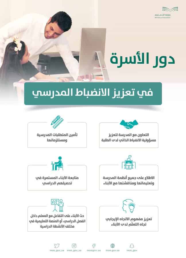 «منصة مدرستي» تؤكد على دور الأسرة في تعزيز الانضباط المدرسي
