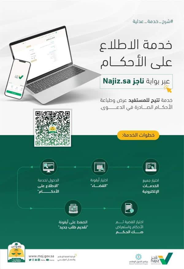خطوات تنفيذ خدمة الاطلاع على الأحكام عر ناجز.. «العدل» توضح