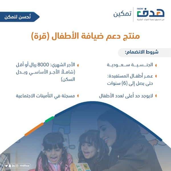 ماهي شروط الاستفادة من دعم ضيافة الأطفال؟.. «هدف» يوضح