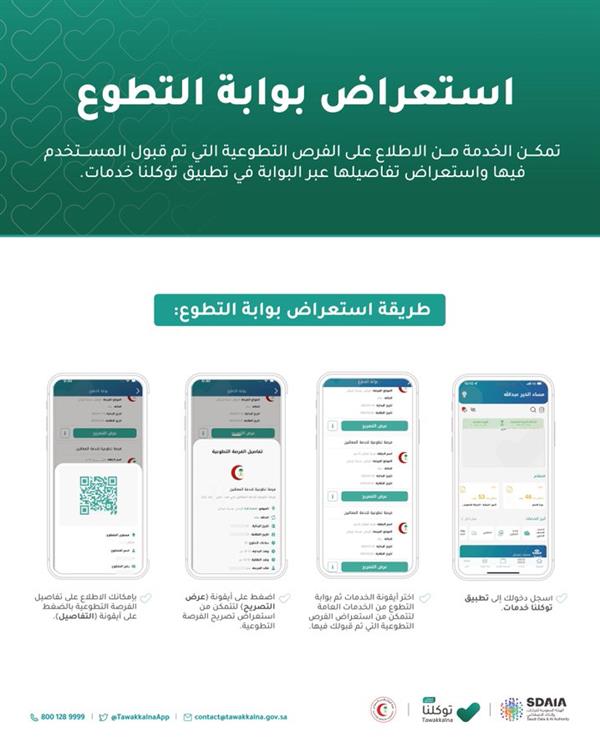 «توكلنا» يوضح خطوات استعراض بطاقة التطوع الرقمية