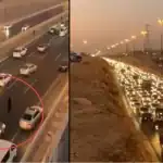 ازدحام مروري بسبب تصرف غريب من امرأة خلال قيادة سيارتها بالرياض (فيديو)