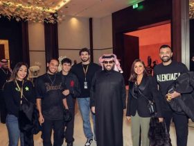 أنغام وأبناءها مع تركي آل الشيخ في مباراة النصر وإنتر ميامي