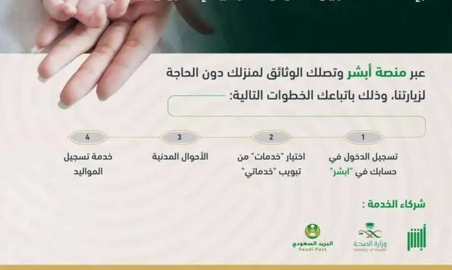 تسجيل المواليد إلكترونيًا عبر أبشر
