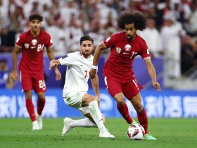 جانب من مباراة سابقة لمنتخبي قطر والأردن