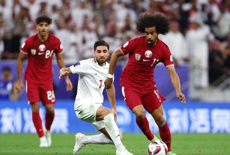 جانب من مباراة سابقة لمنتخبي قطر والأردن