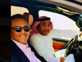 الشاعر صالح الشادي مع الفنان محمد عبده