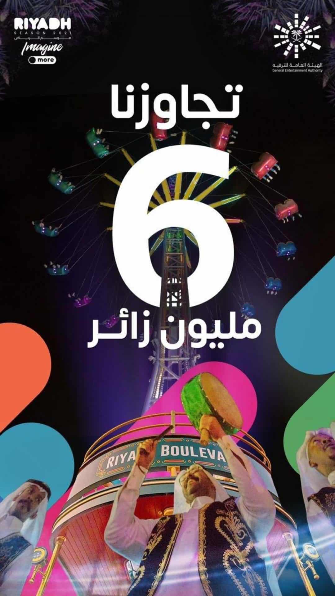 موسم الرياض 2021 يعلن تجاوزه الـ6 مليون زائر