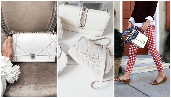 تصاميم حقائب يد بيضاء وطرق تنسيقها بأشكال مبتكرة