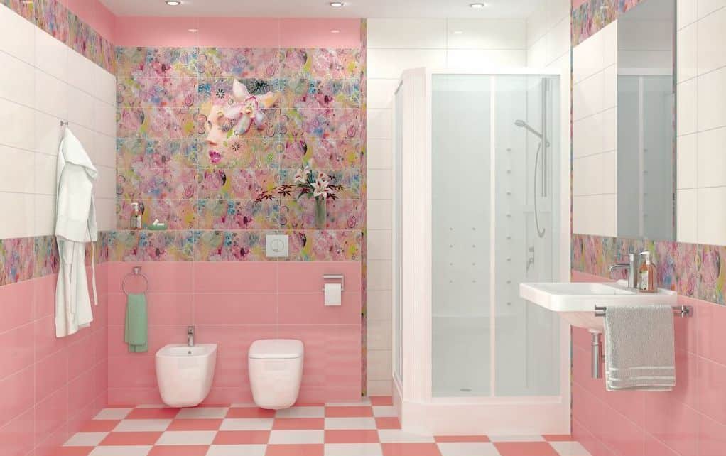 ديكورات حمام باللون الوردي بتصاميم عصرية وجريئة