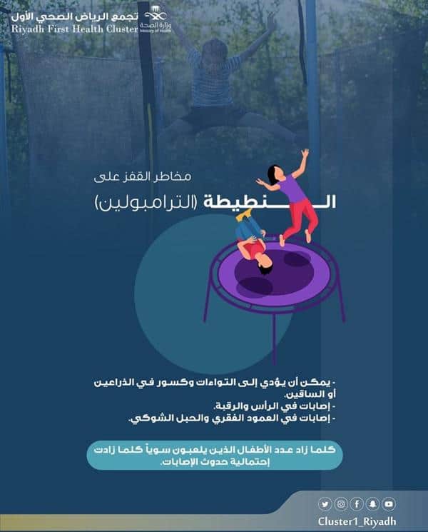 «الرياض الصحي» يكشف مخاطر القفز على لعبة النطيطة للأطفال
