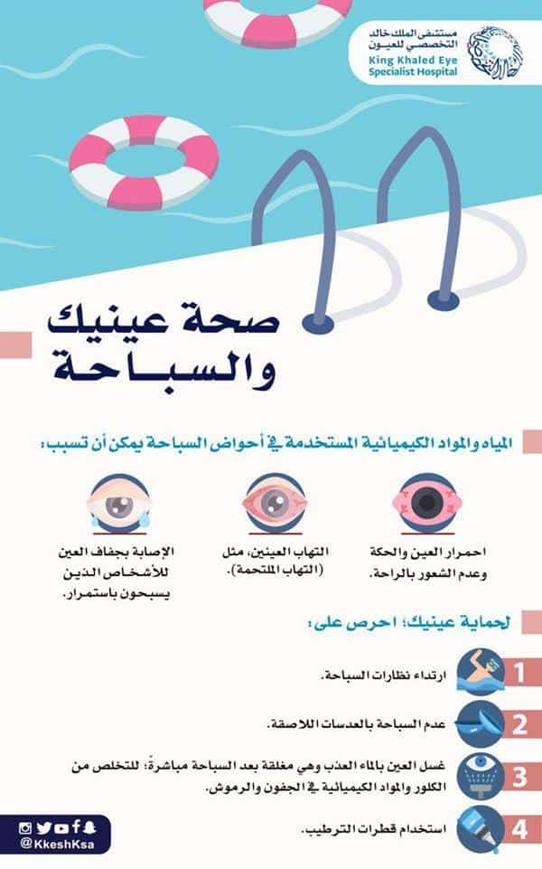 هل مياه أحواض السباحة تؤثر على العينين؟ «مستشفى الملك خالد» توضح