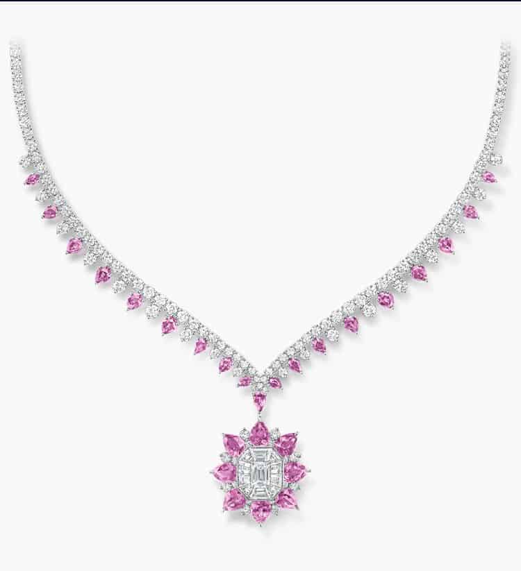 - قلادة 718 Marble Marquetry Diamond and Pink Sapphire من Harry Winston